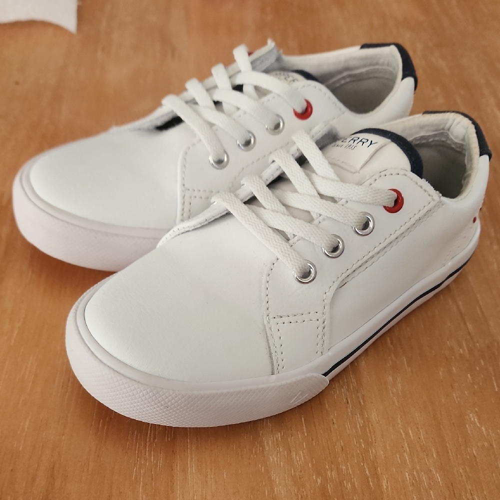 Sperry Kids White and Red Sneakers